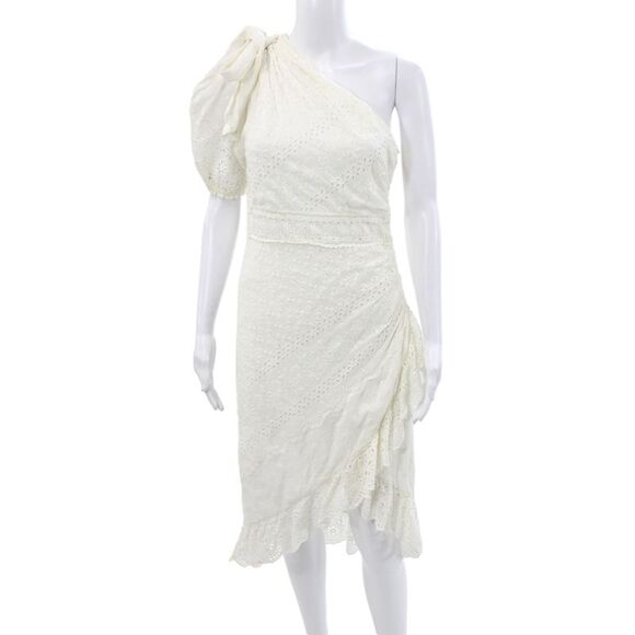 Ulla Johnson Dresses & Skirts - Ulla Johnson Women Wrap Dress White One Shoulder Midi Cotton Size 2